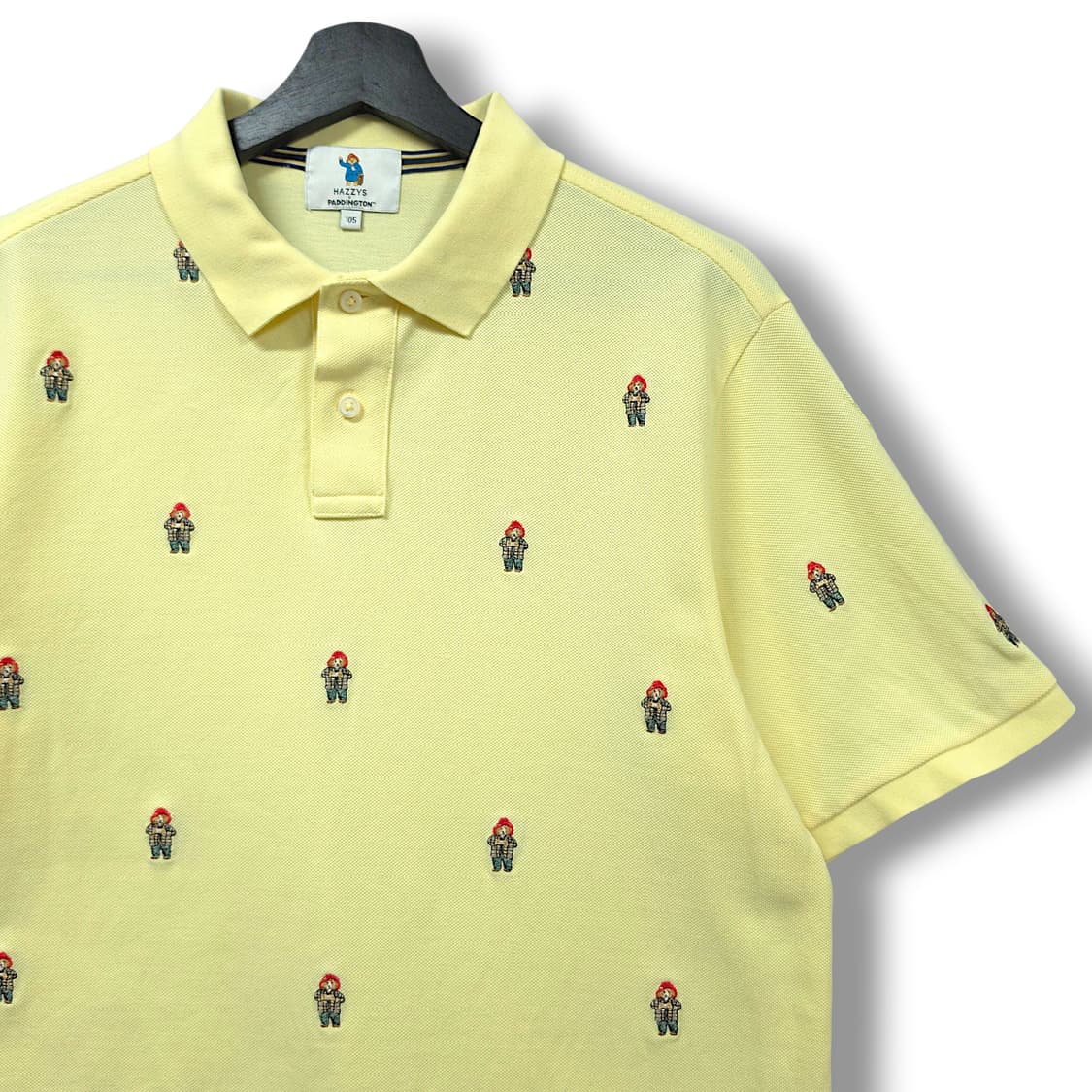 [105] 헤지스 옐로우 패딩턴 체크베어 자수 PK 반팔 카라티셔츠 상품이미지3