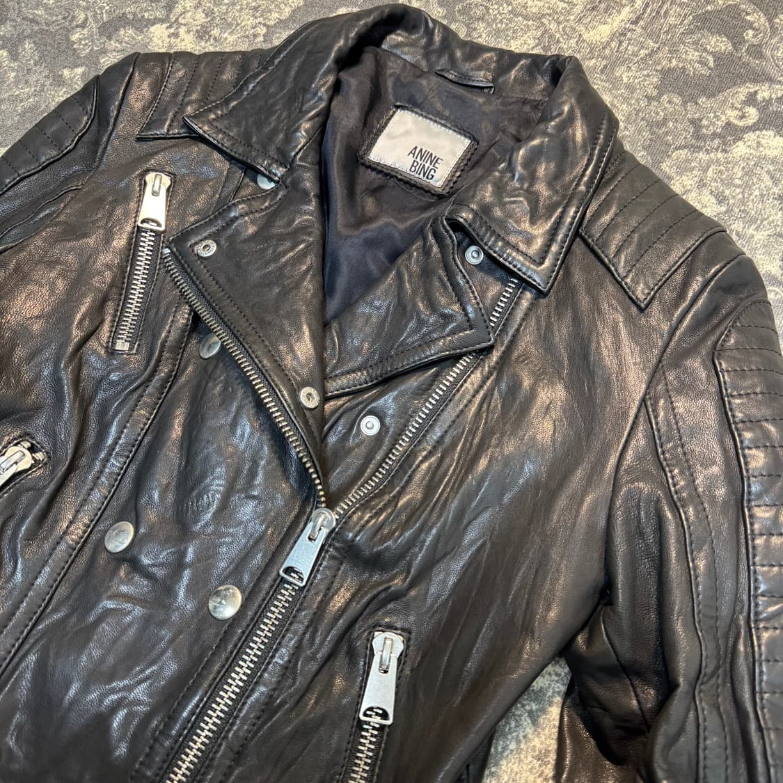 shell natural learher 바이커자켓 상품이미지4