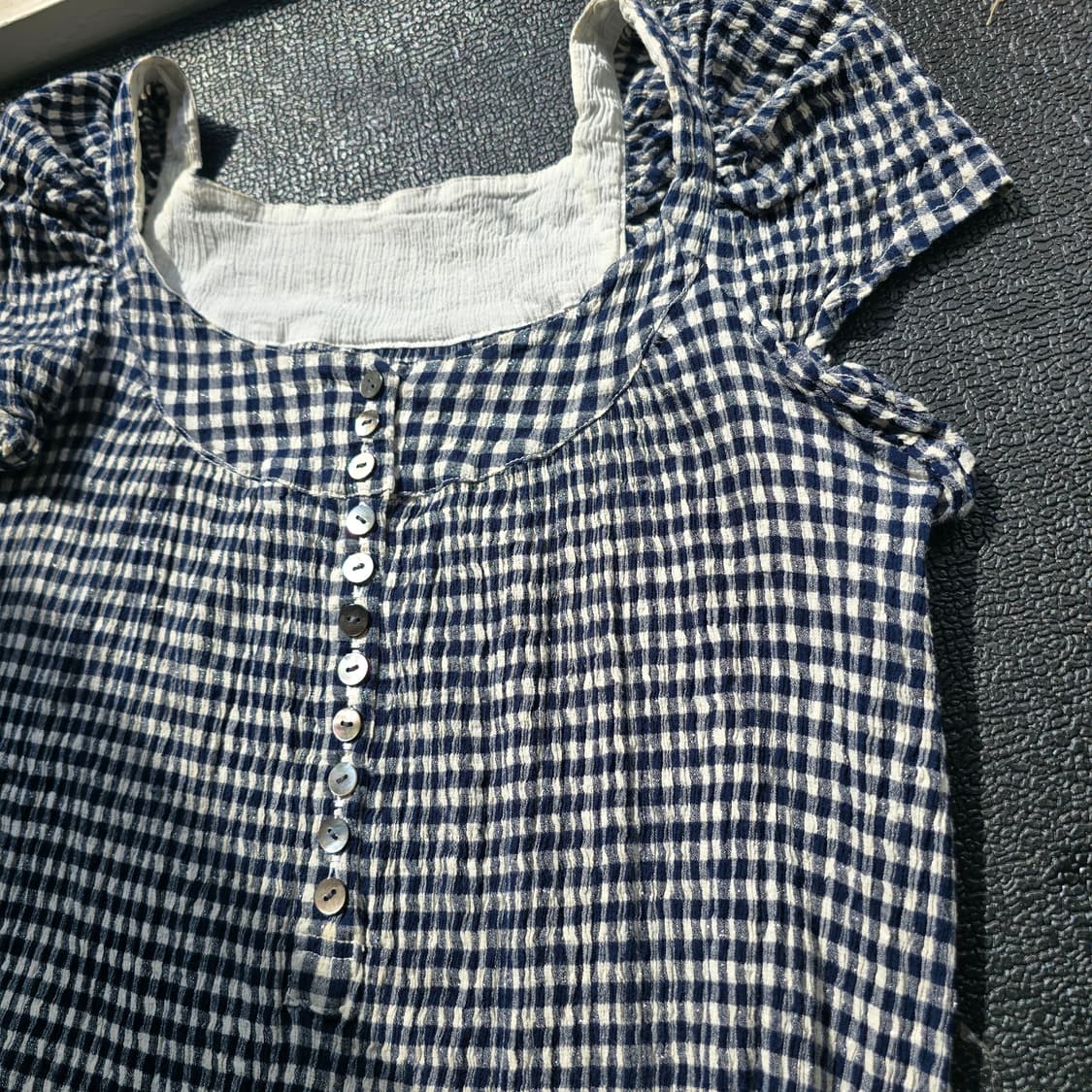 일본 빈티지 깅엄체크 퍼프 롱 원피스 상품이미지8
