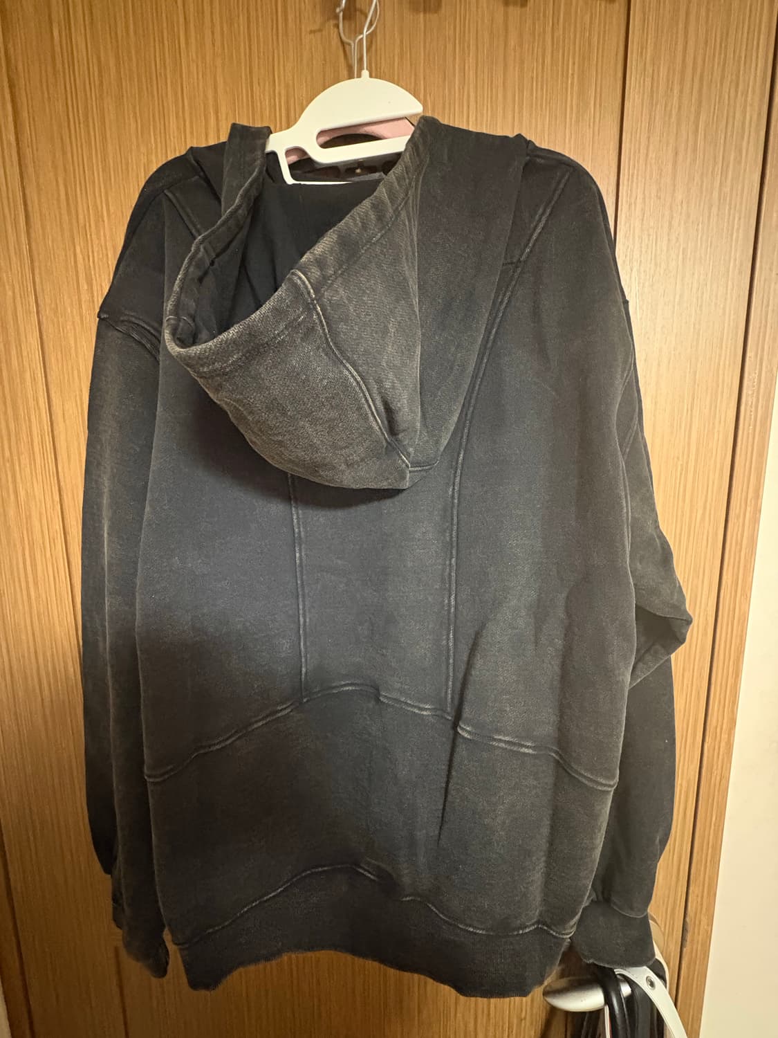 미스치프 블리치드 풀오버 후드 워시드 블랙 L 상품이미지3