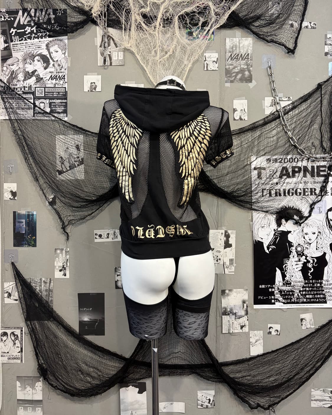 Gothic mesh wing lettering hood zip up 상품이미지1