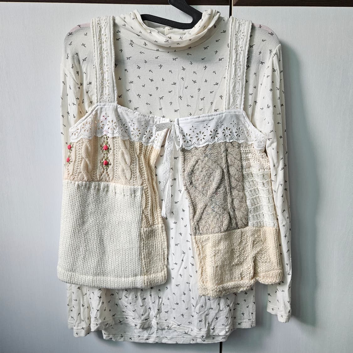 모리걸 폴라티 니트 뷔스티에 세트 일본 빈티지 상품이미지1