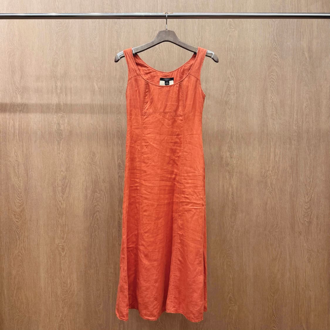 막스마라 위켄드 린넨 슬리브리스 롱 원피스 절개라인 디테일 오렌지 상품이미지2