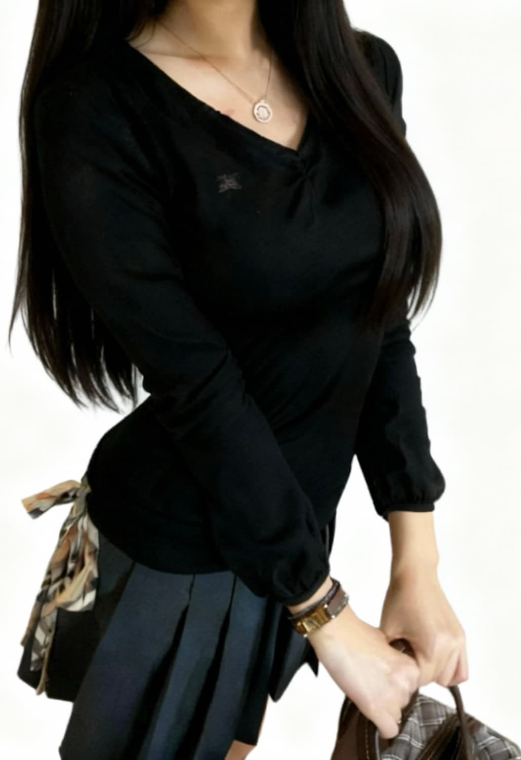 버버리 블루라벨 사이드 리본 블랙 롱슬리브 상품이미지1