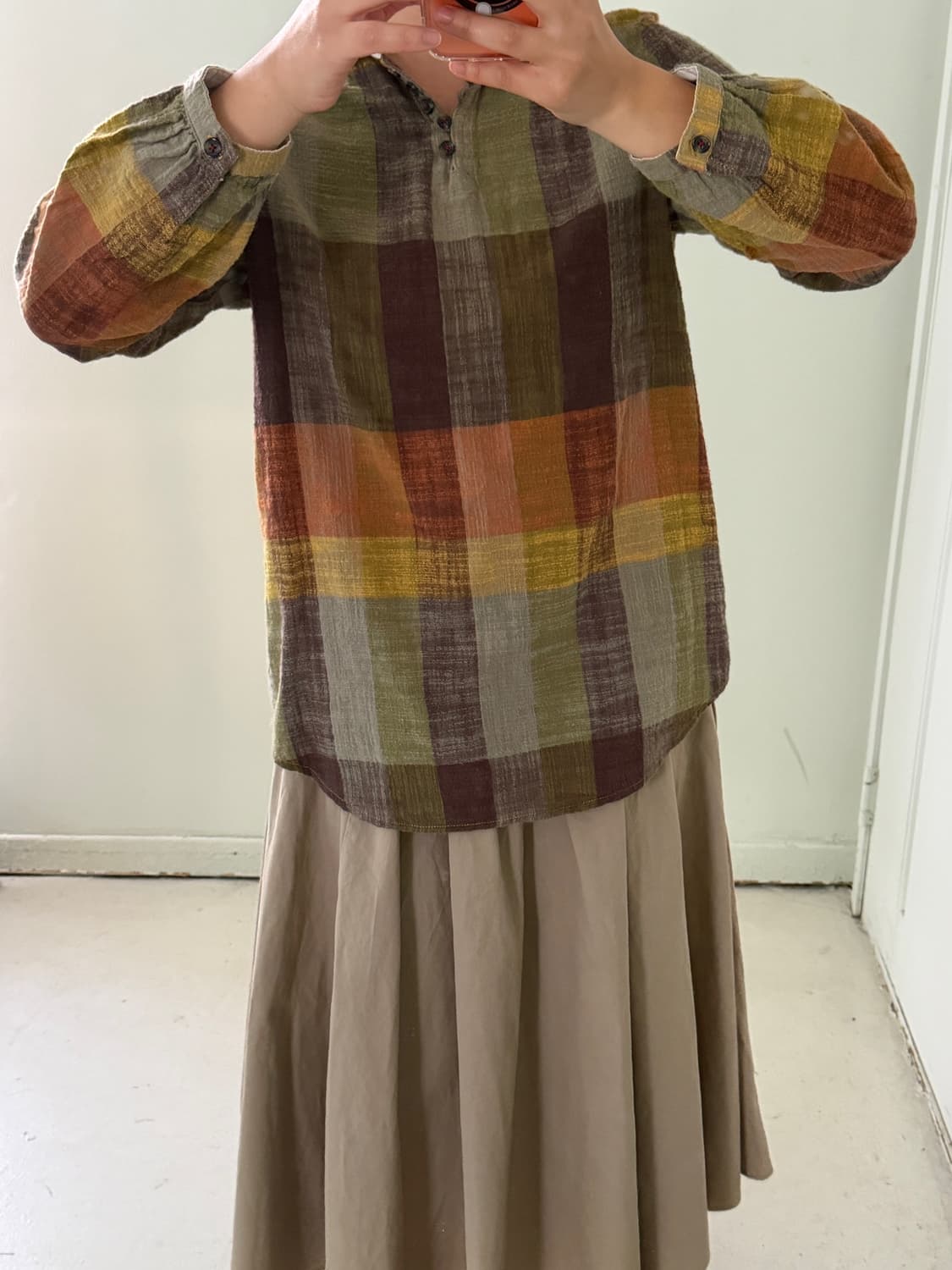 일본빈티지 모리 체크 블라우스 셔츠  상품이미지3