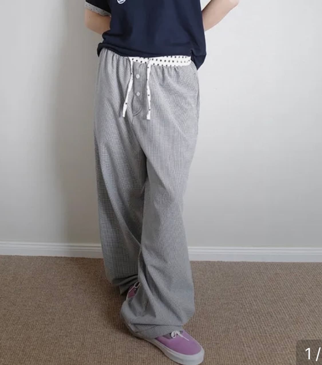 카비시 CHECK LOUNGE PANTS BLACK 라운지 별 바지 상품이미지3