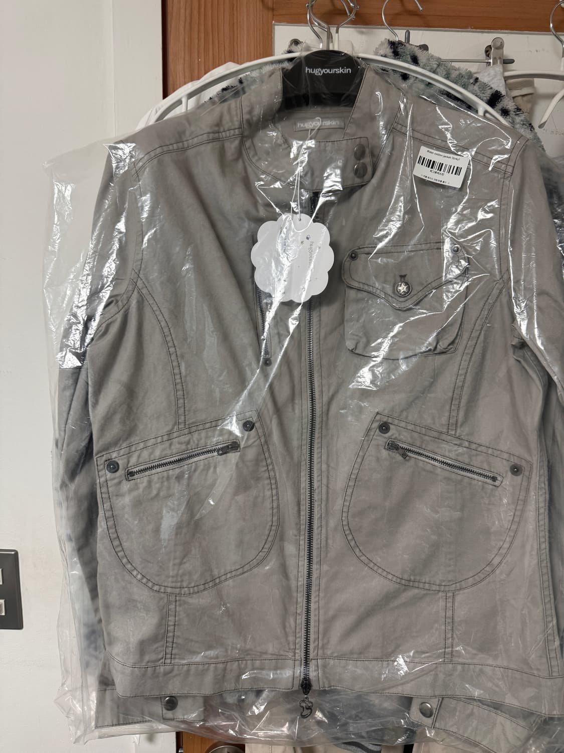 (새상품) 허그유어스킨 라이더 코튼 자켓 그레이 상품이미지7