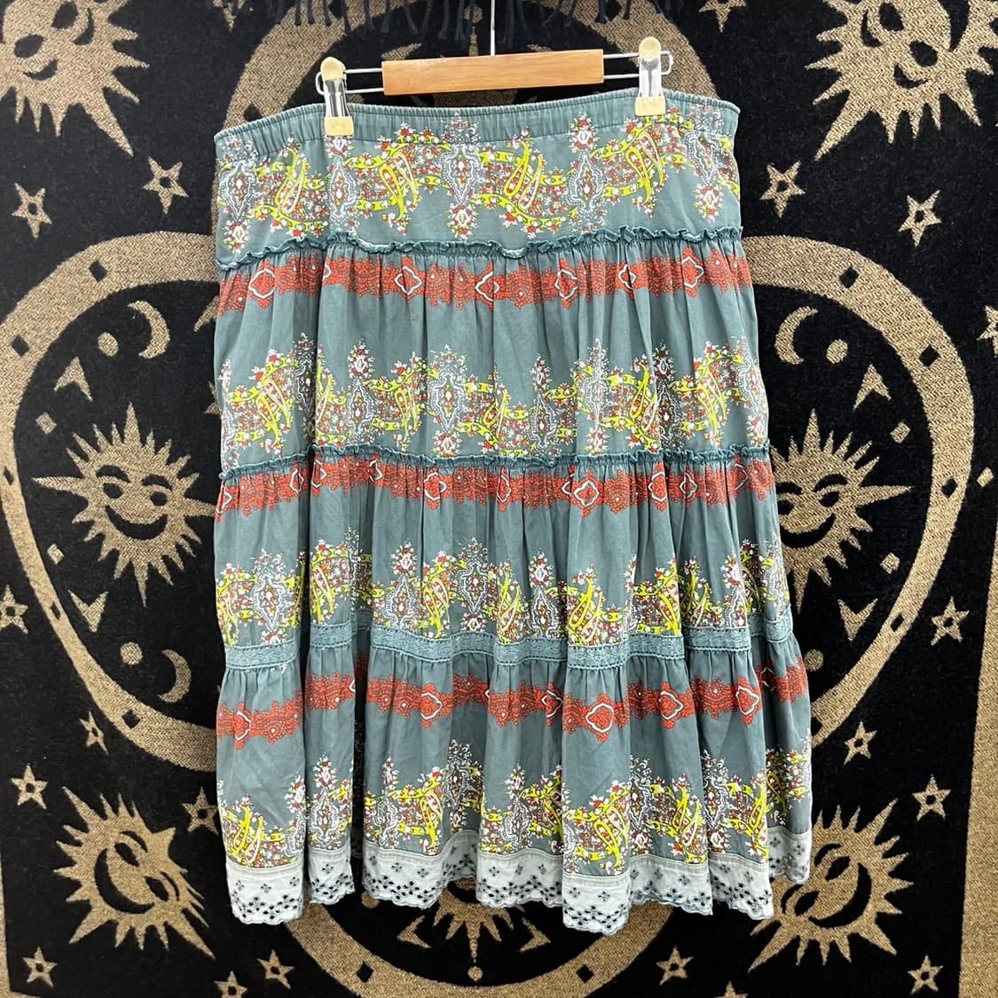 빈티지 코지 보헤미안 모리걸 에스닉 패턴 미디 롱스커트 K0159 상품이미지4