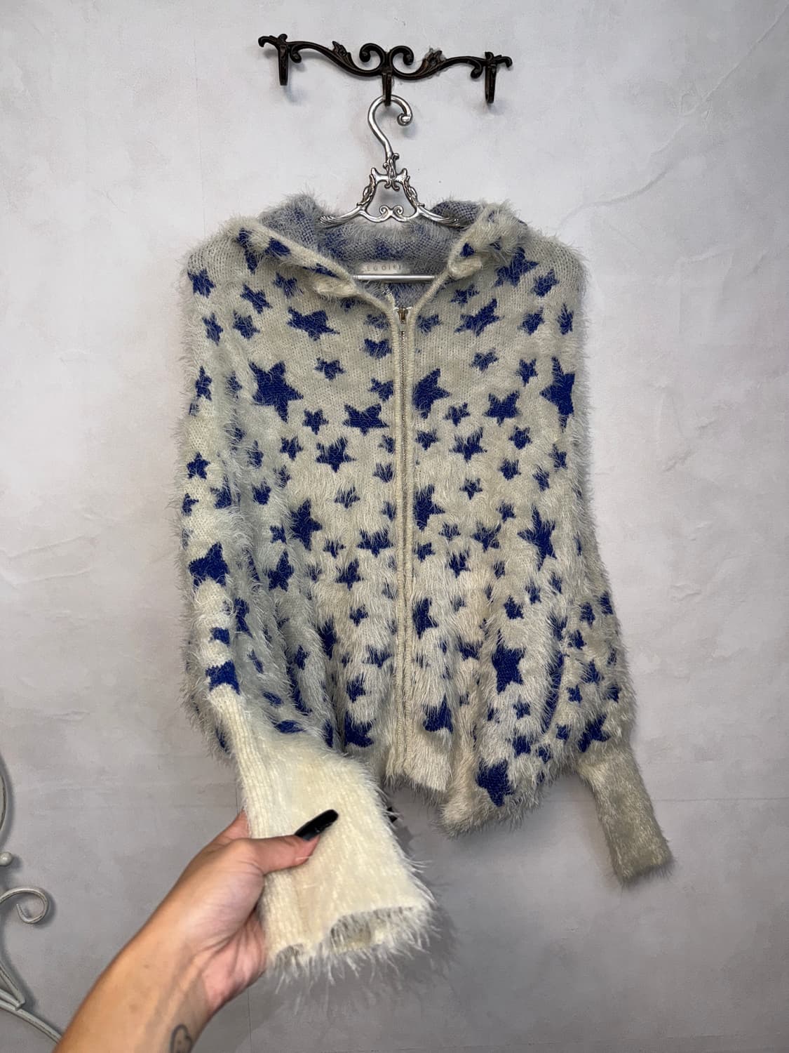 Egoist white blue grunge star over 후드집업  상품이미지2