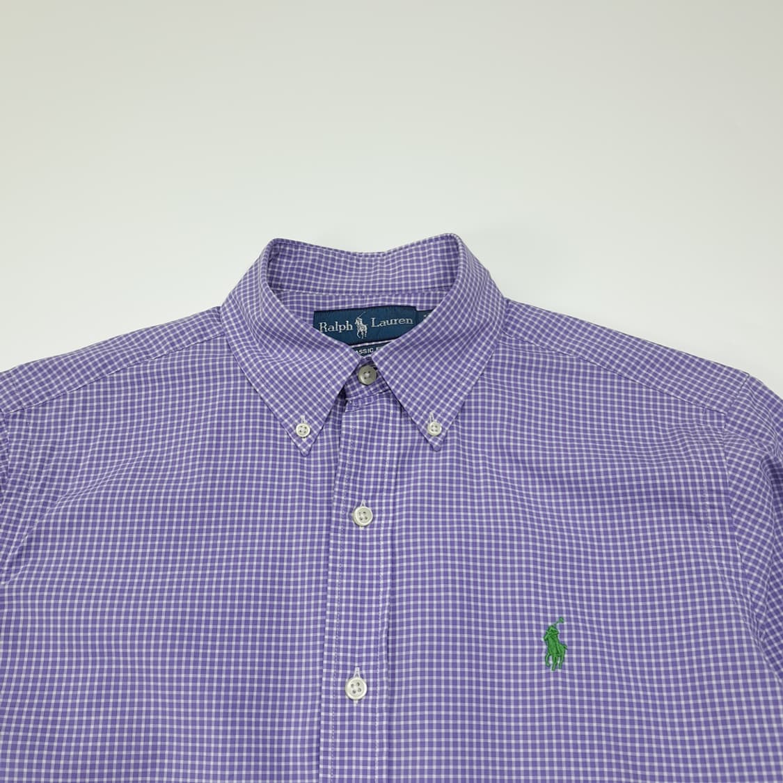 CL808 S 폴로 90s 버튼다운 퍼플 마이크로체크 셔츠 남방 상품이미지2
