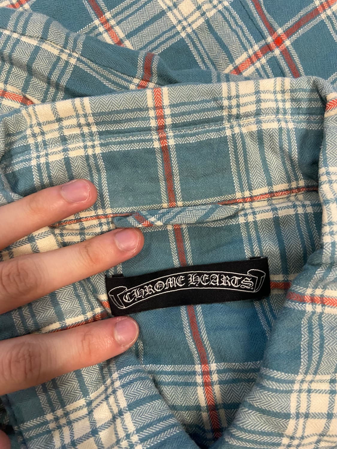크롬하츠 플레어 레더패치 웨스턴 체크셔츠 사이즈 L 상품이미지3