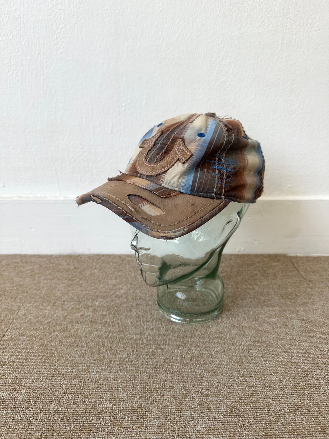 트루릴리전 2000s 디스트로이드 체크 볼캡 상품이미지1