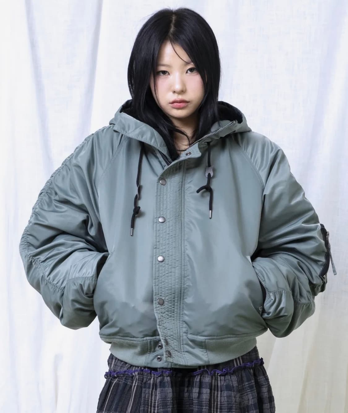 GJ107 리워크 N2B 나일론 숏 파카 (SAGE GREEN) 상품이미지1