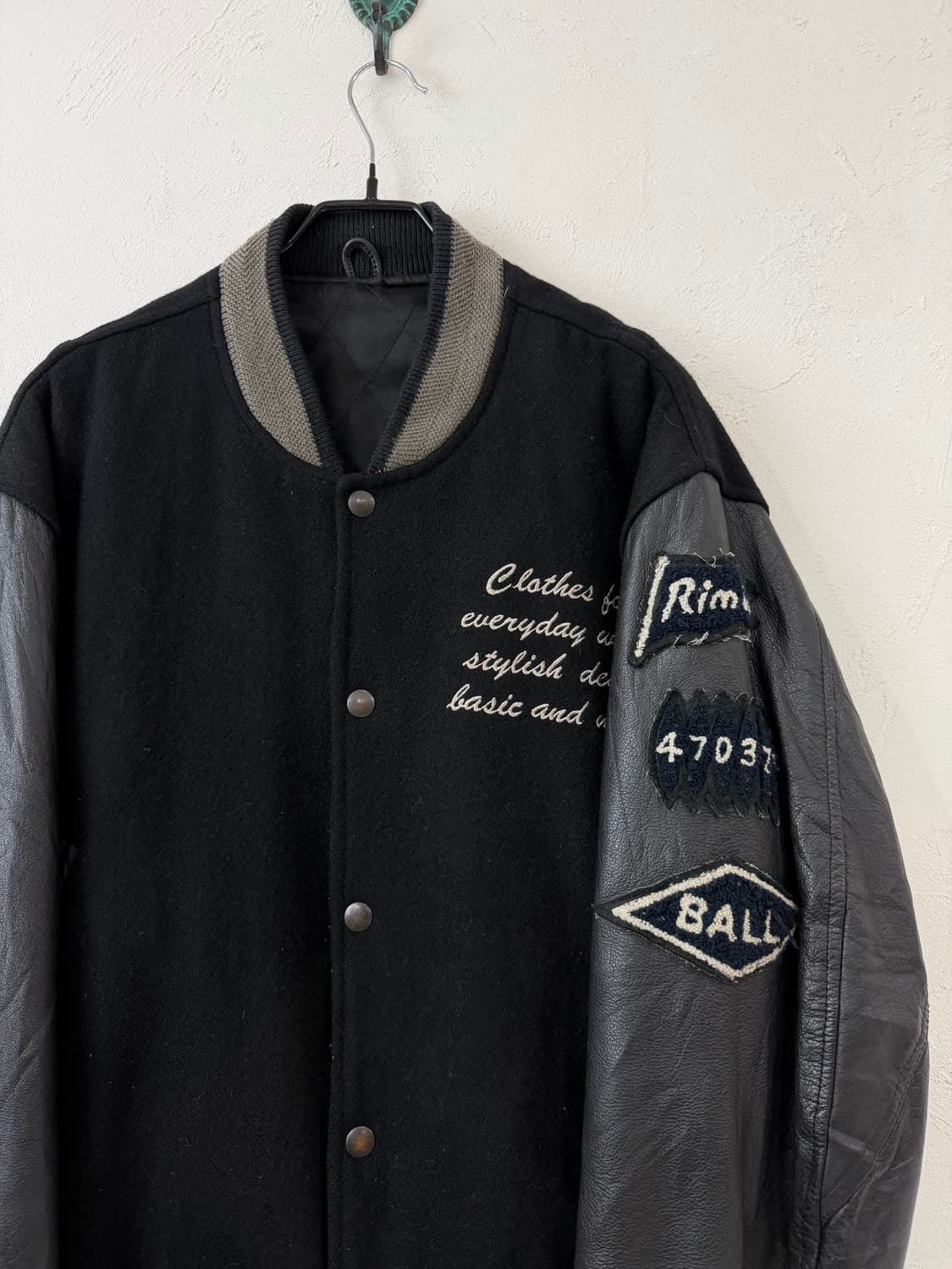 90s BALL ITALY 카우레더 슬리브 바시티 자켓 상품이미지2