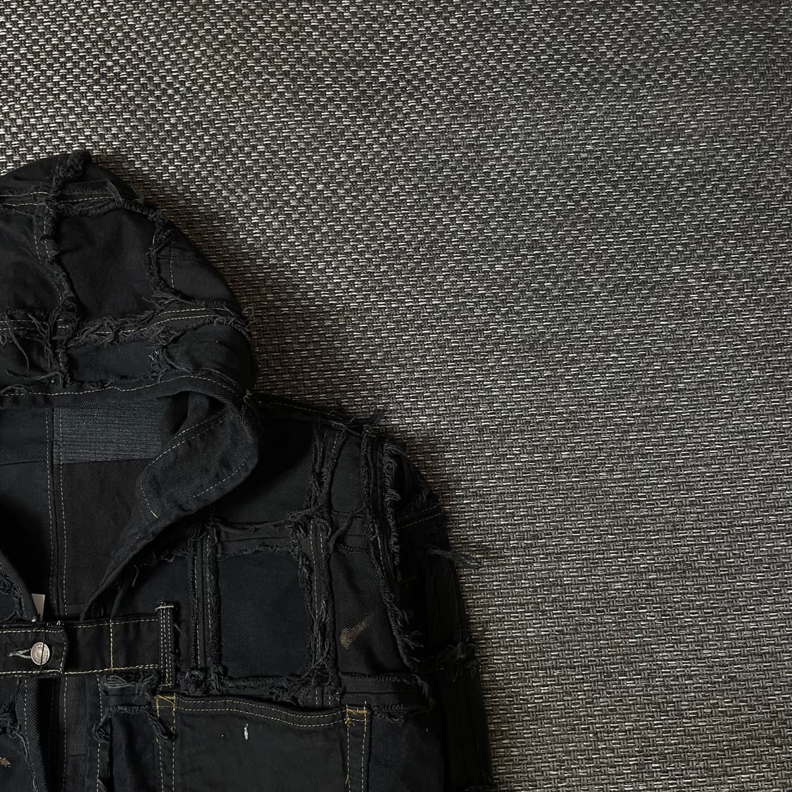 빈티지 블랙 리메이크 커스텀 후드 데님 자켓 상품이미지3