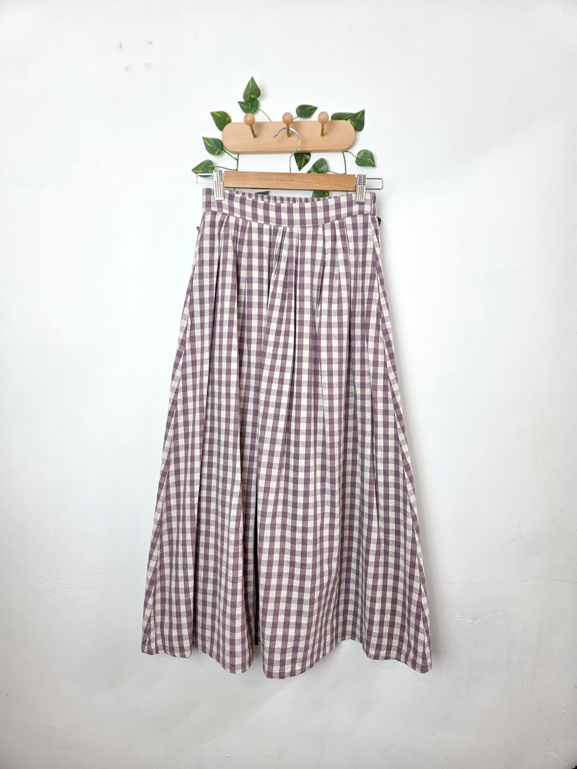 보라 체크 롱스커트 상품이미지1
