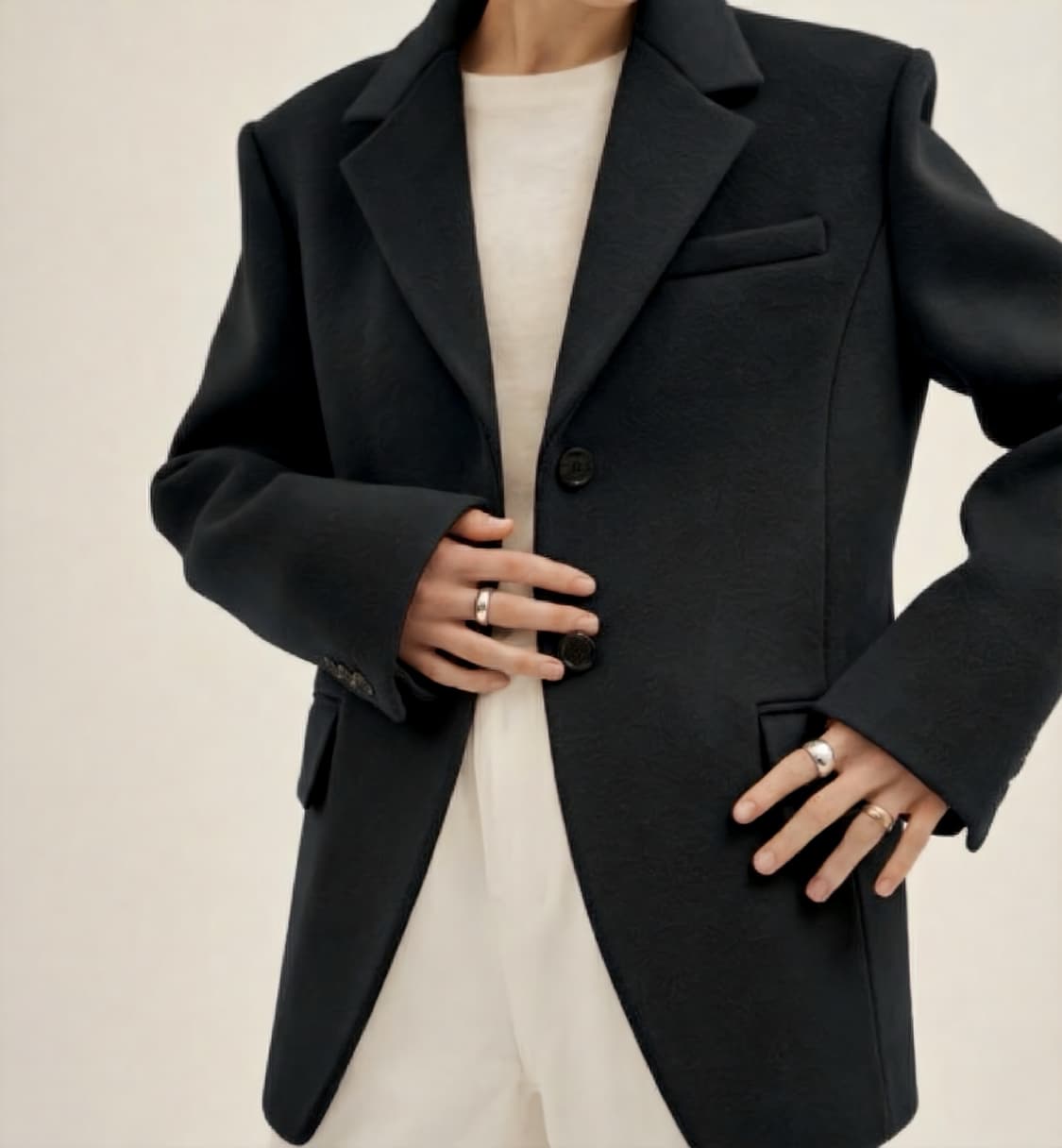 BRONN 브론 캐시비어 울 블랜드 자켓 블랙 상품이미지1