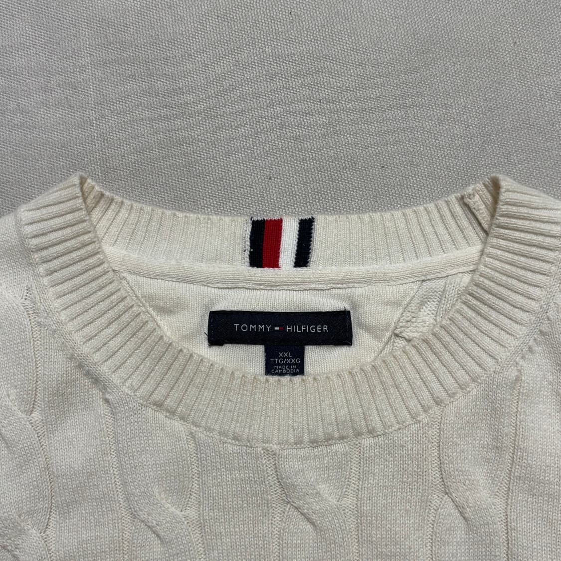 2XL 타미힐피거 화이트 케이블 니트 상품이미지4