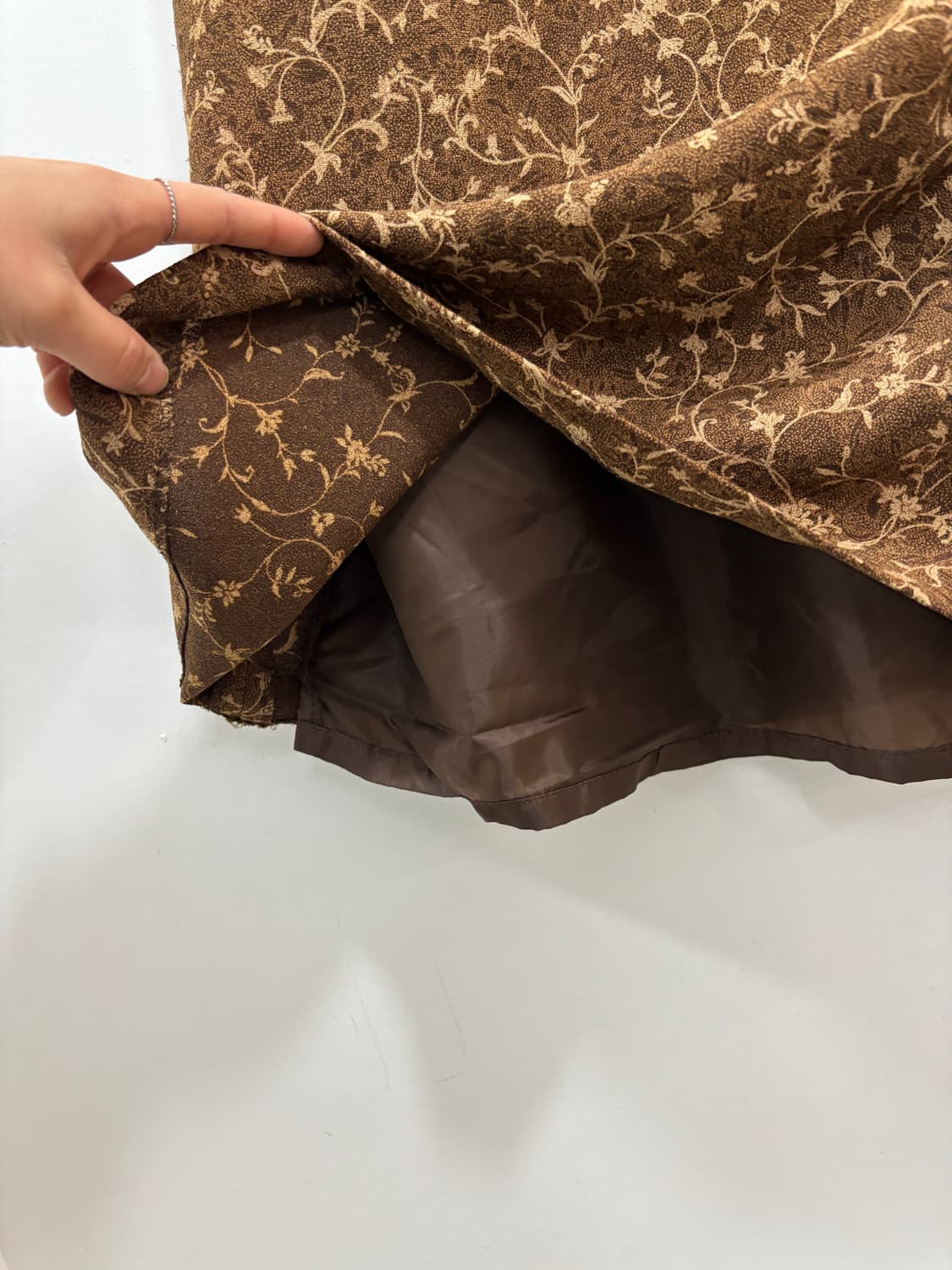 일본 빈티지 브라운 플라워패턴 스커트 치마 상품이미지3