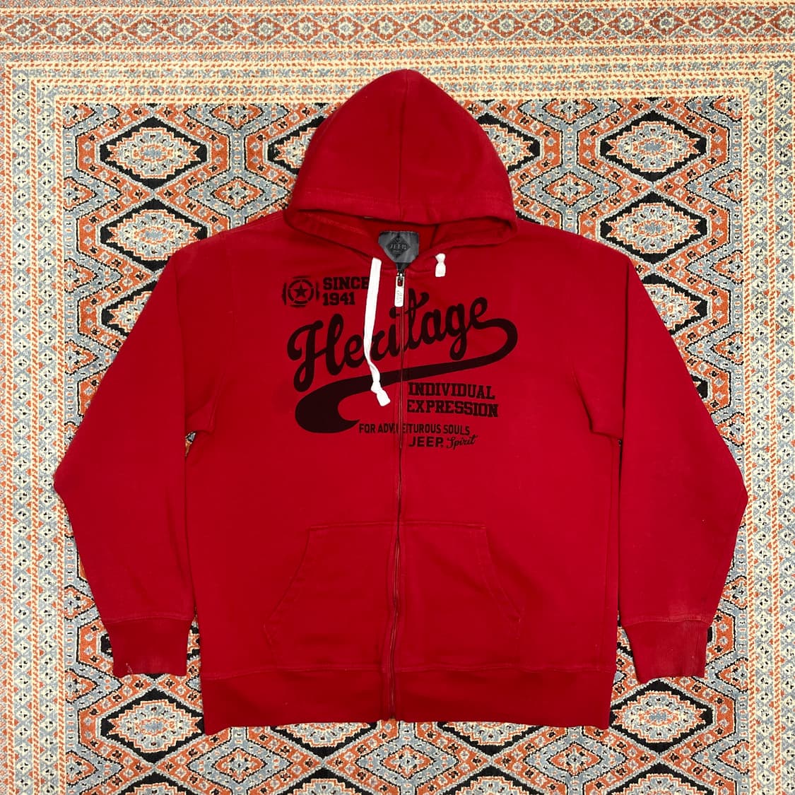 지프 헤리티지 스펠로고 레드 후드집업 남성L 상품이미지1