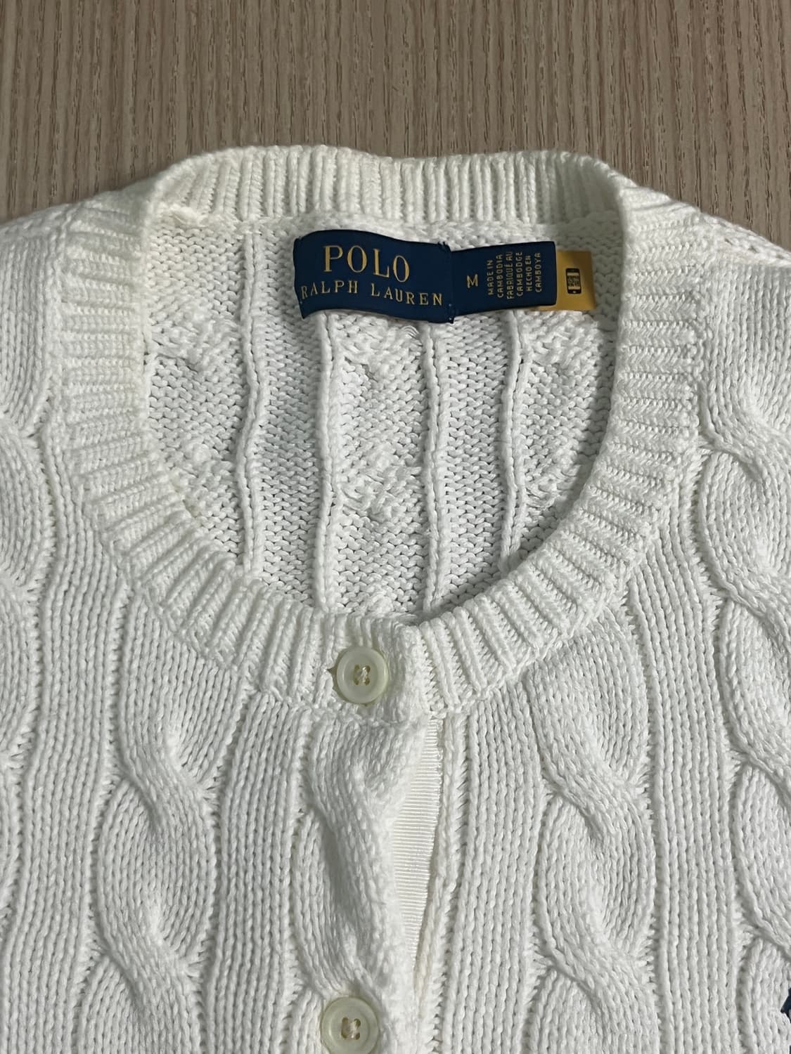 [M] 폴로 랄프로렌 케이블 니트 가디건 (화이트) 상품이미지5