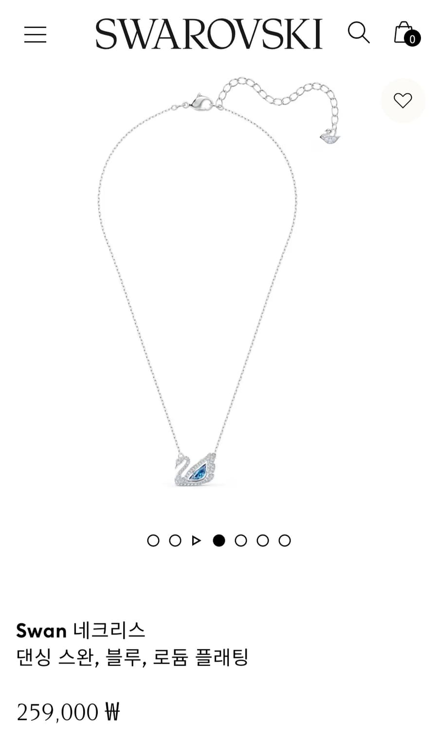 새제품)스와로브스키 블루 댄싱 스완 목걸이 정품 상품이미지4