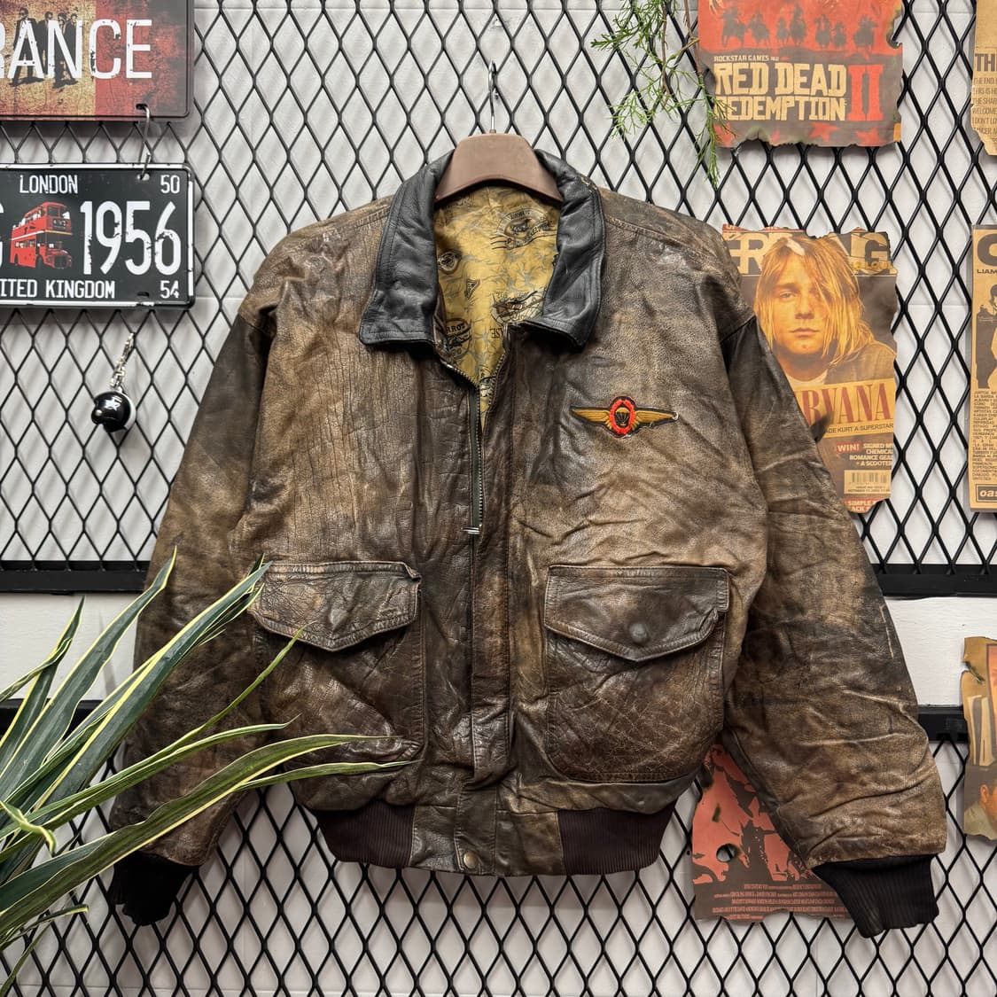 80s CANDA 빈티지 A-2 레더 플라이트 자켓 브라운 상품이미지1