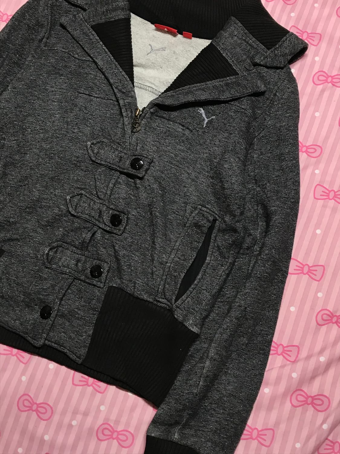 Puma 푸마 버튼 집업 y2k 차콜 2008년대 제품 상품이미지2