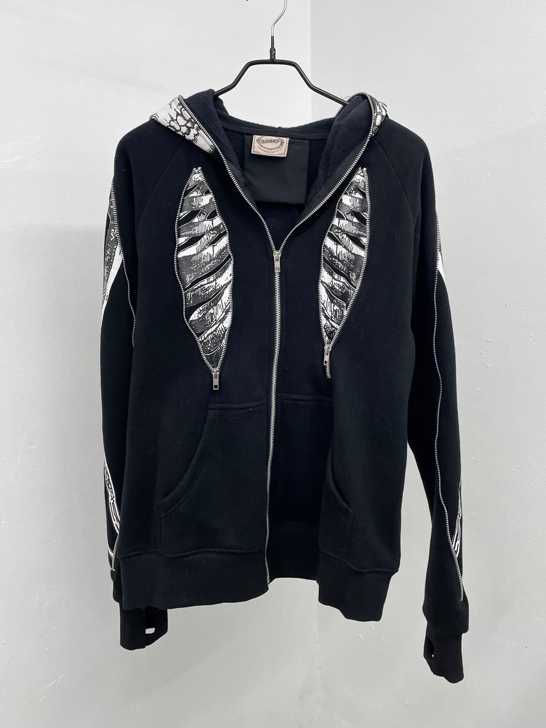 스컬 디테일 지퍼 워머 후드집업  상품이미지6