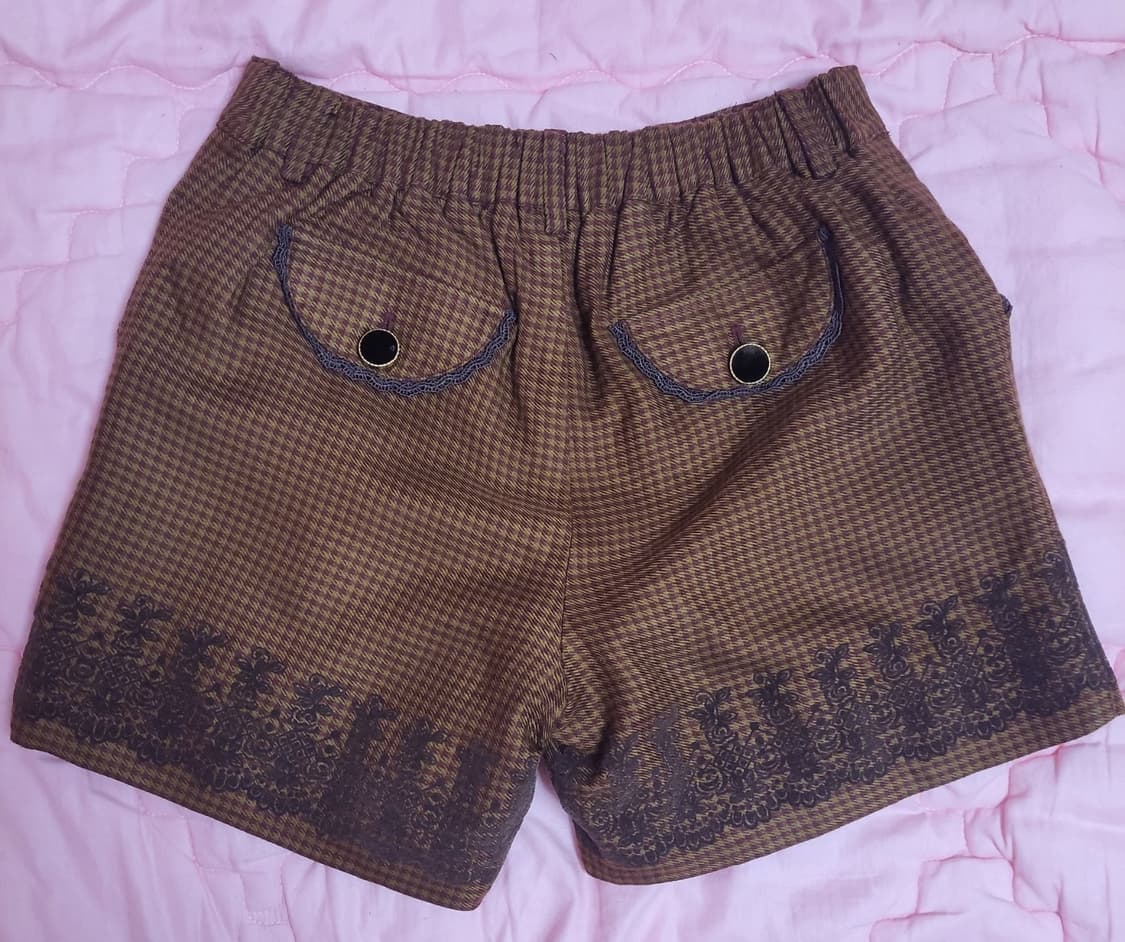 급처상태좋음!액시즈팜 레이스 자수 하운드투스 체크 반바지 리즈리사st 상품이미지2