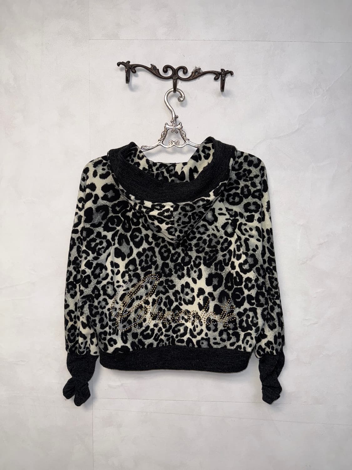Gray leopard shirring warmer hood zipup 상품이미지3