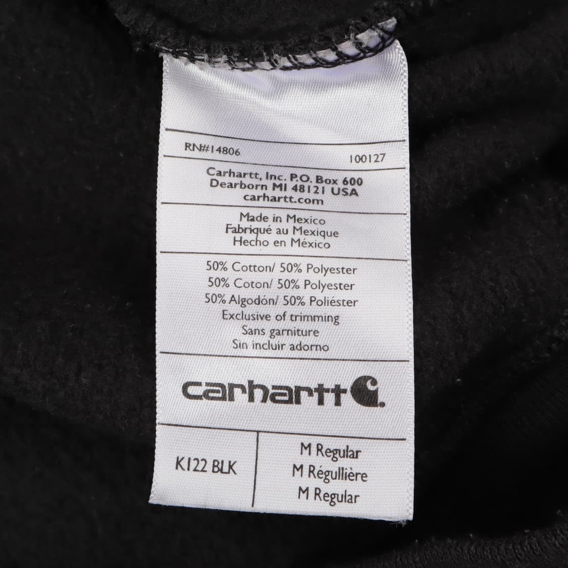 칼하트 k122 blk 블랙 오리지널 핏 후드집업 상품이미지8