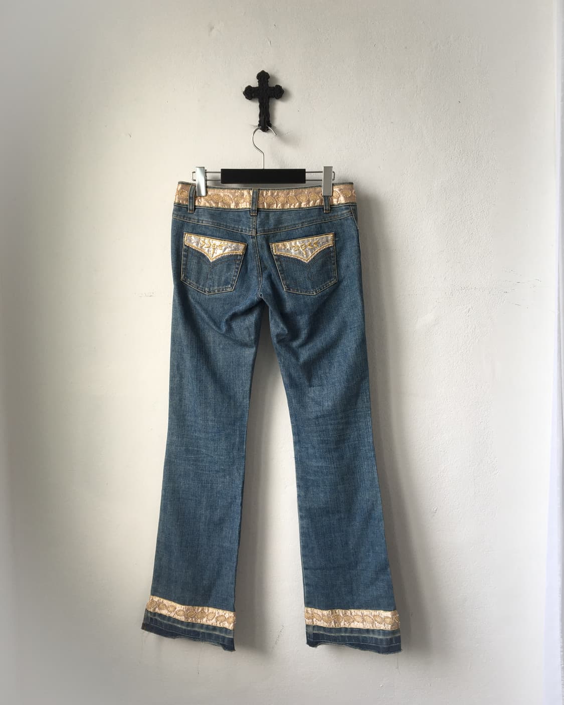 Beads trimming point denim pants 상품이미지2