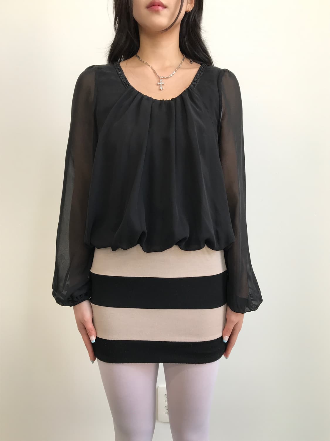 'RyuRyu' Chiffon Striped Mini Dress 상품이미지3