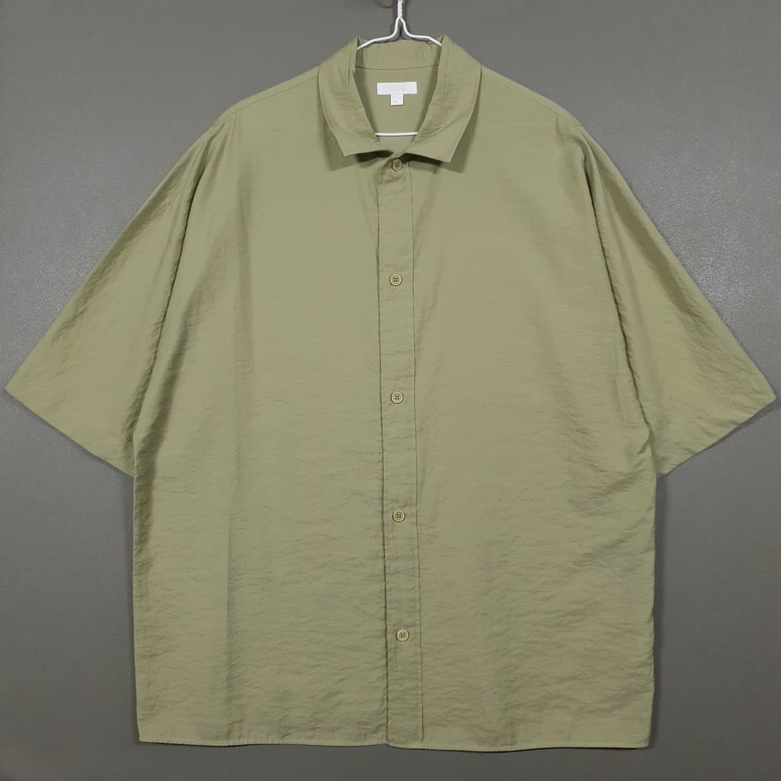 실측 XL) COS 코스 세이지 올리브 카키 코튼 오버핏 반팔 셔츠 상품이미지1