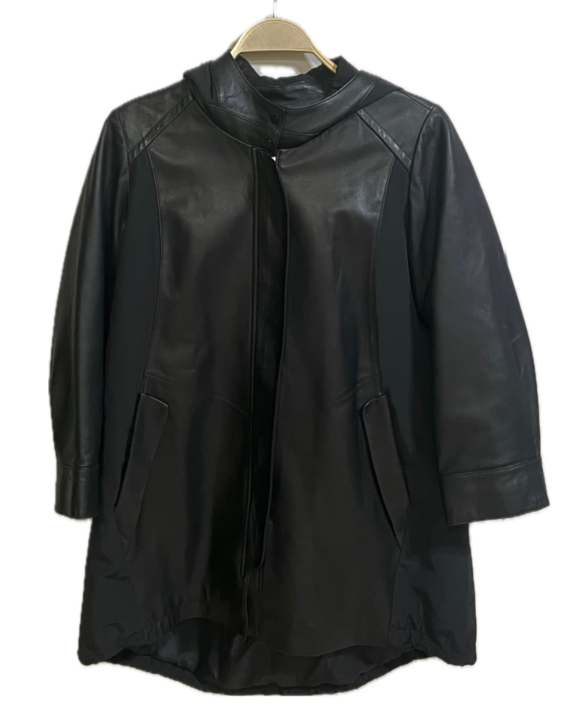 후드가죽자켓(리얼가죽 롱자켓) 상품이미지1