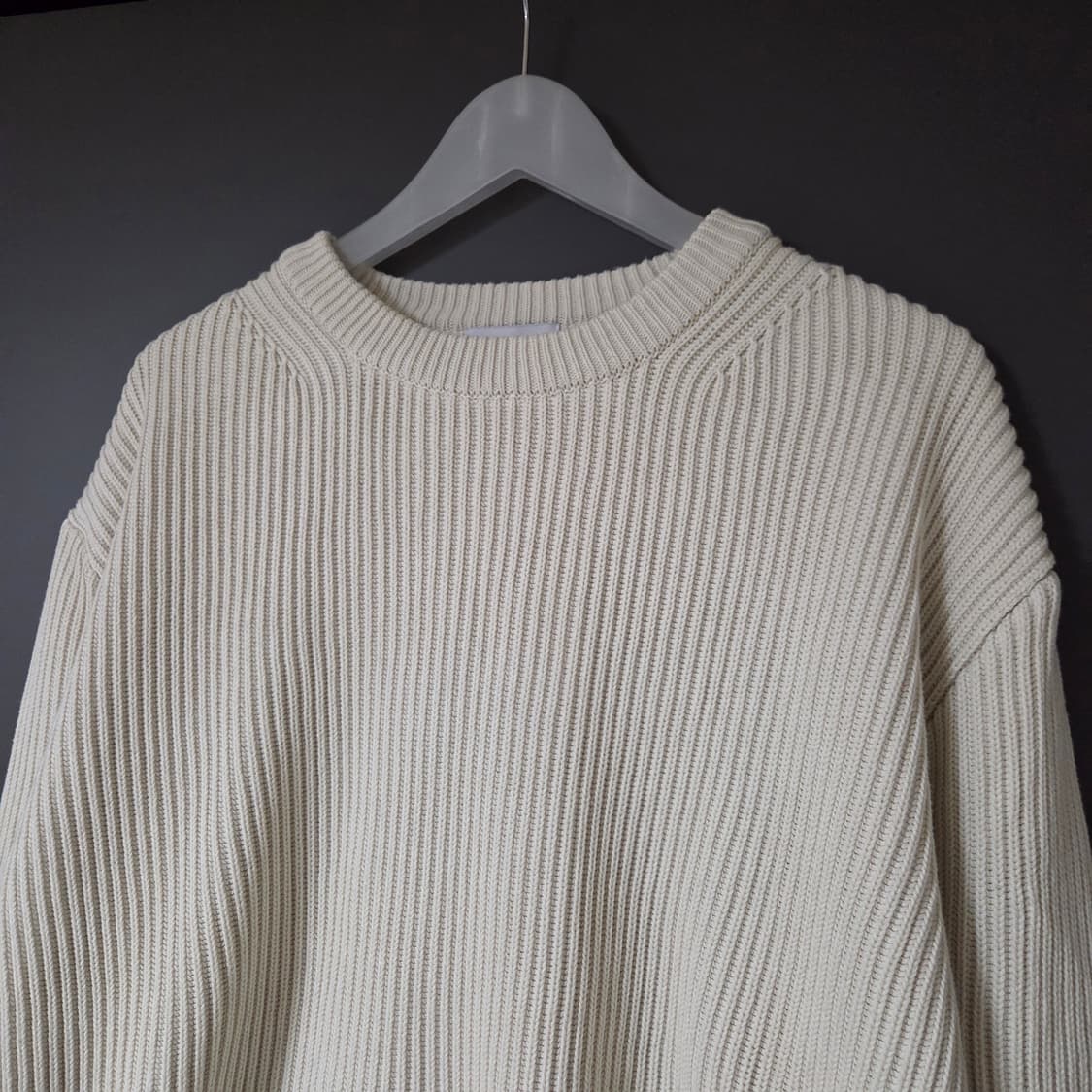 [1] 스테디에브리웨어 크루넥 코튼 립 니트 샌드베이지 / 피셔맨 sew 상품이미지3