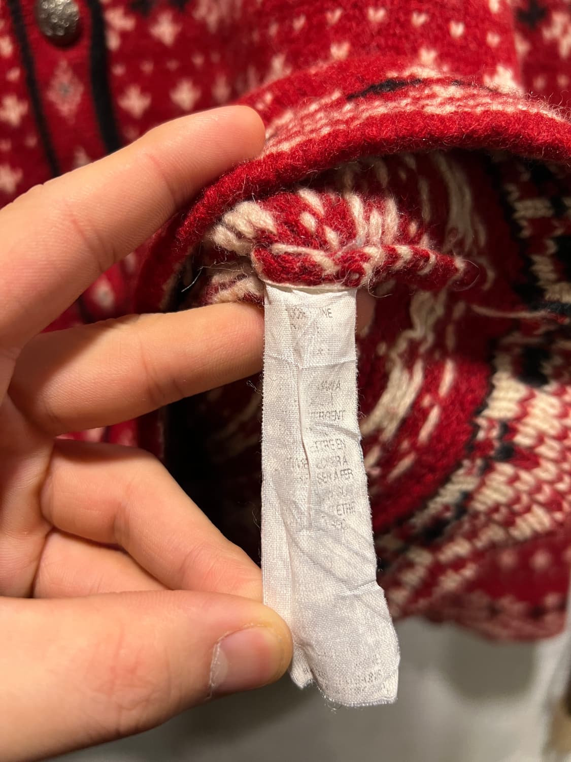 [M]엘엘빈 USA 노르딕 패턴 레드 램스울 니트 가디건 상품이미지5