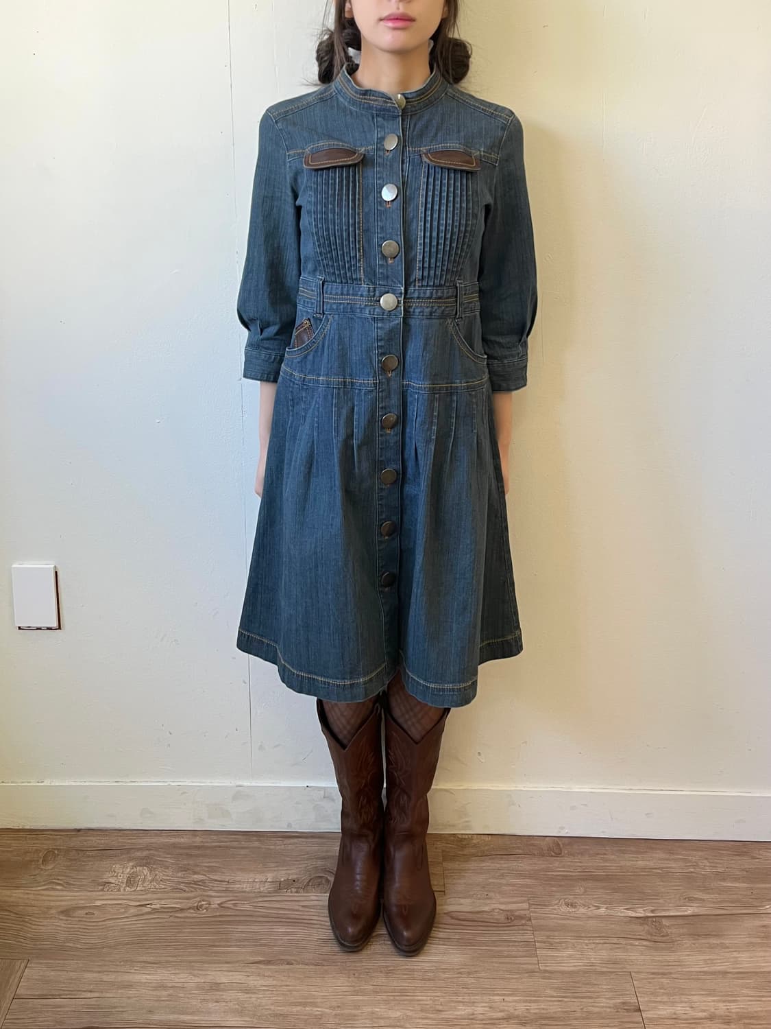 Coomb 도트 버튼 데님 원피스 상품이미지7