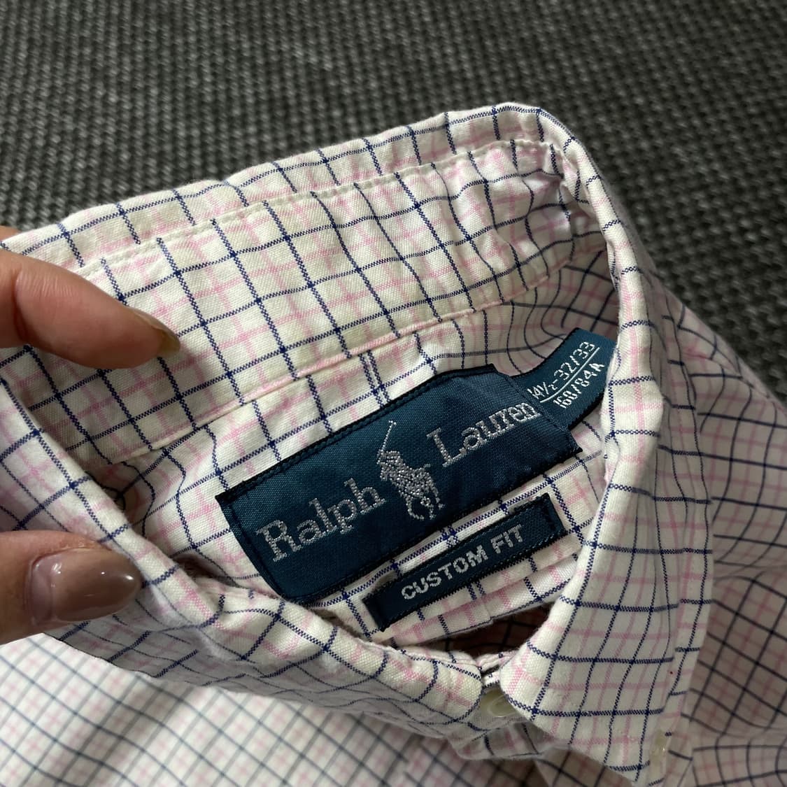 폴로 랄프로렌 네이비포니 핑크 네이비 체크 긴팔 셔츠 커스텀핏 상품이미지5