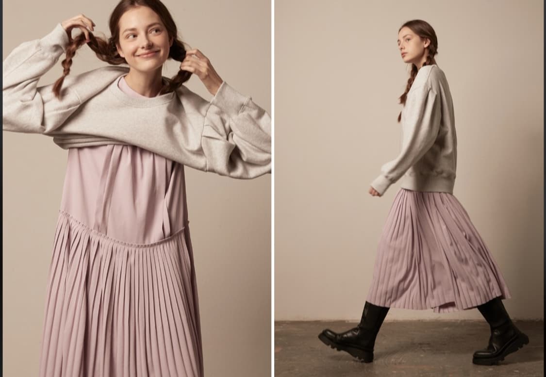 비뮤즈맨션 플리츠 롱원피스 44~55사이즈 상품이미지4