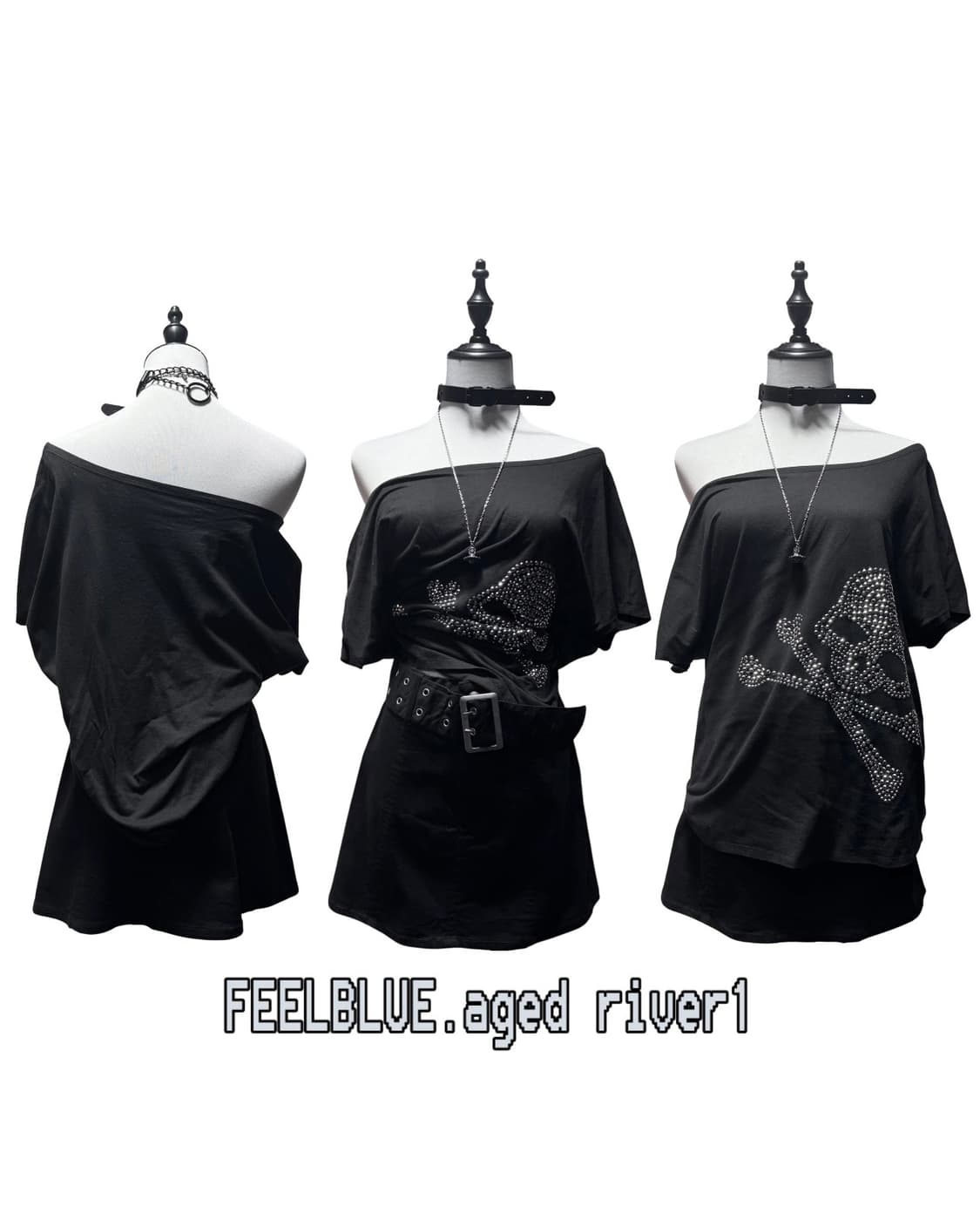 Skull Stud Top & Belt Skirt Gothic Set 상품이미지7