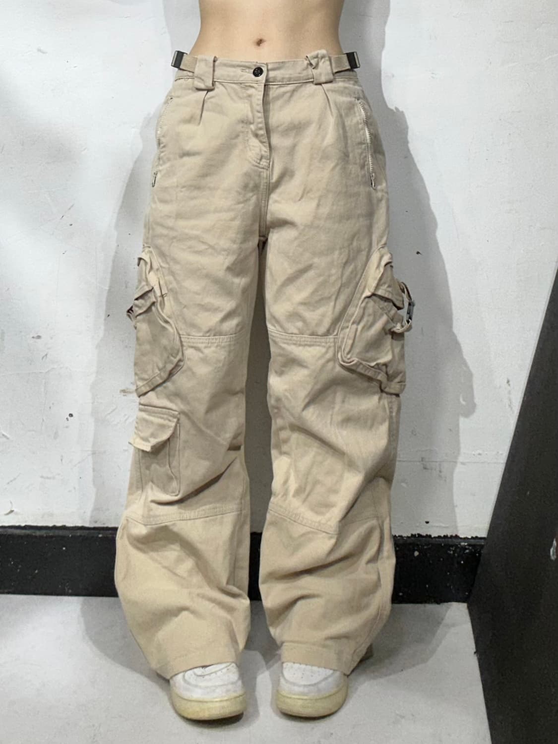 일본 빈티지 대대장 베이지 3d 멀티 포켓 유틸리티 카고 팬츠 바지  상품이미지2