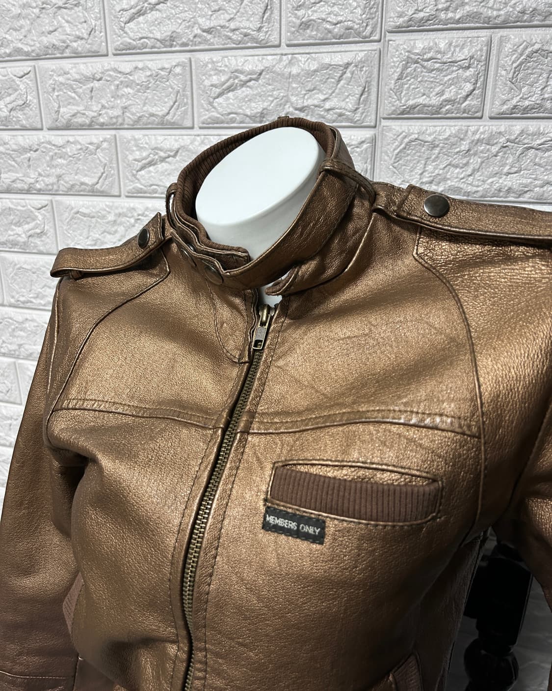 Members Only Brown metallic Leather Jk 상품이미지2
