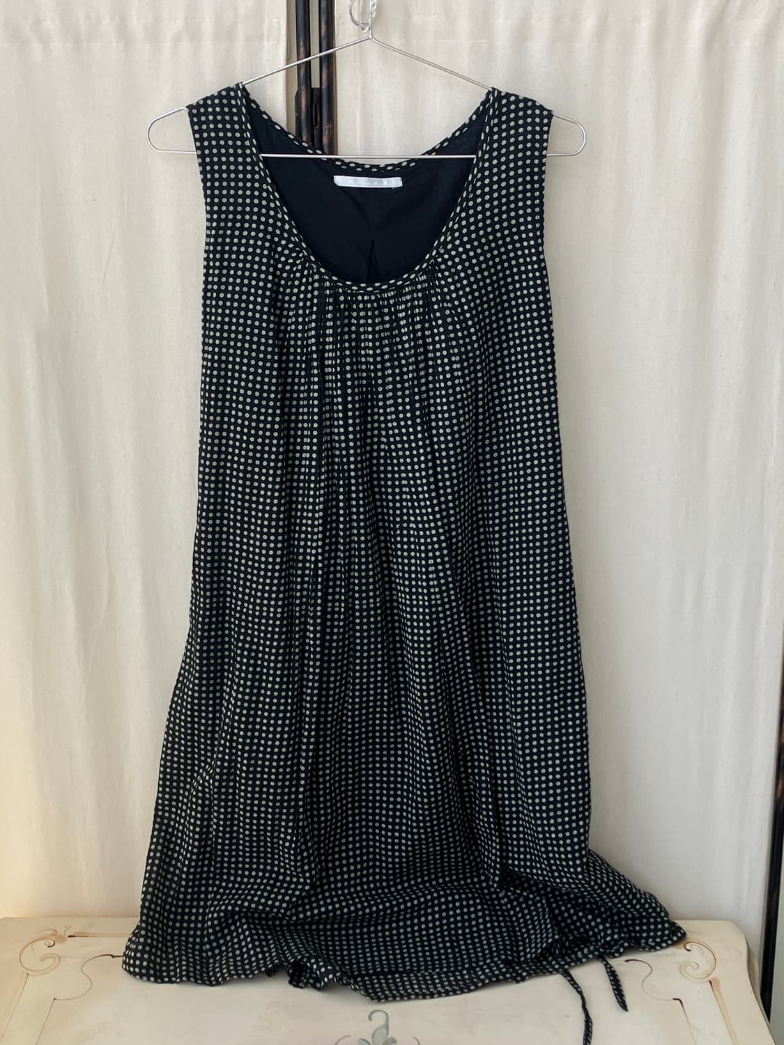 black dot shirring ribbon dress 상품이미지5