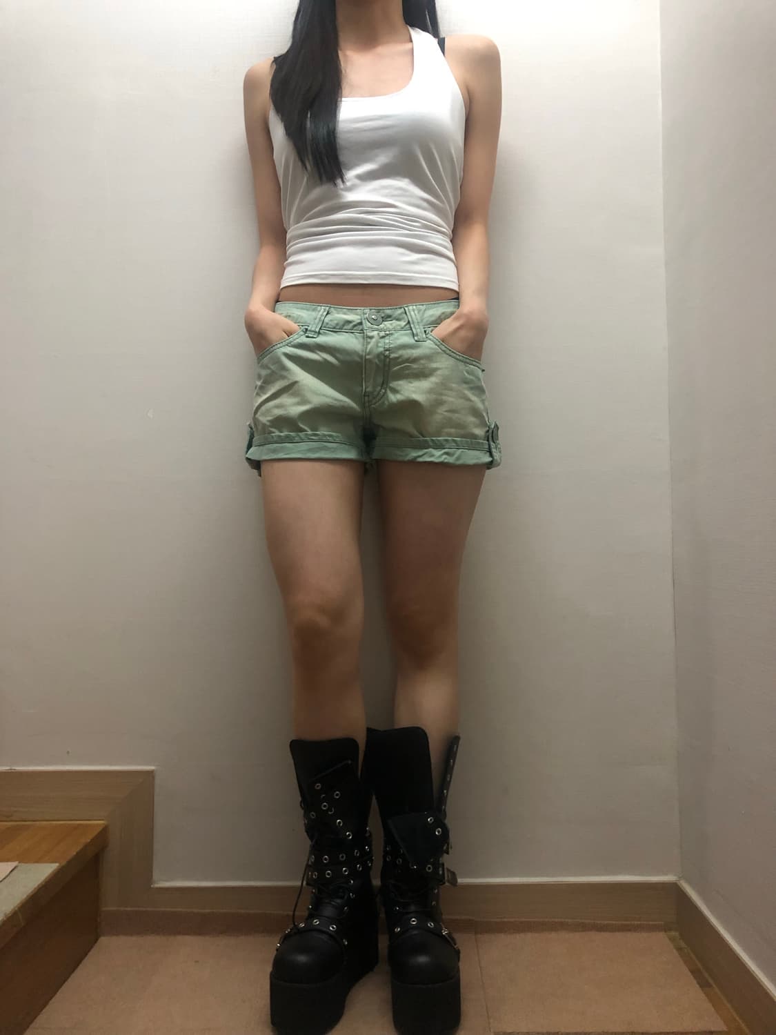 빈티지 민트 데님 워싱 팬츠 상품이미지4