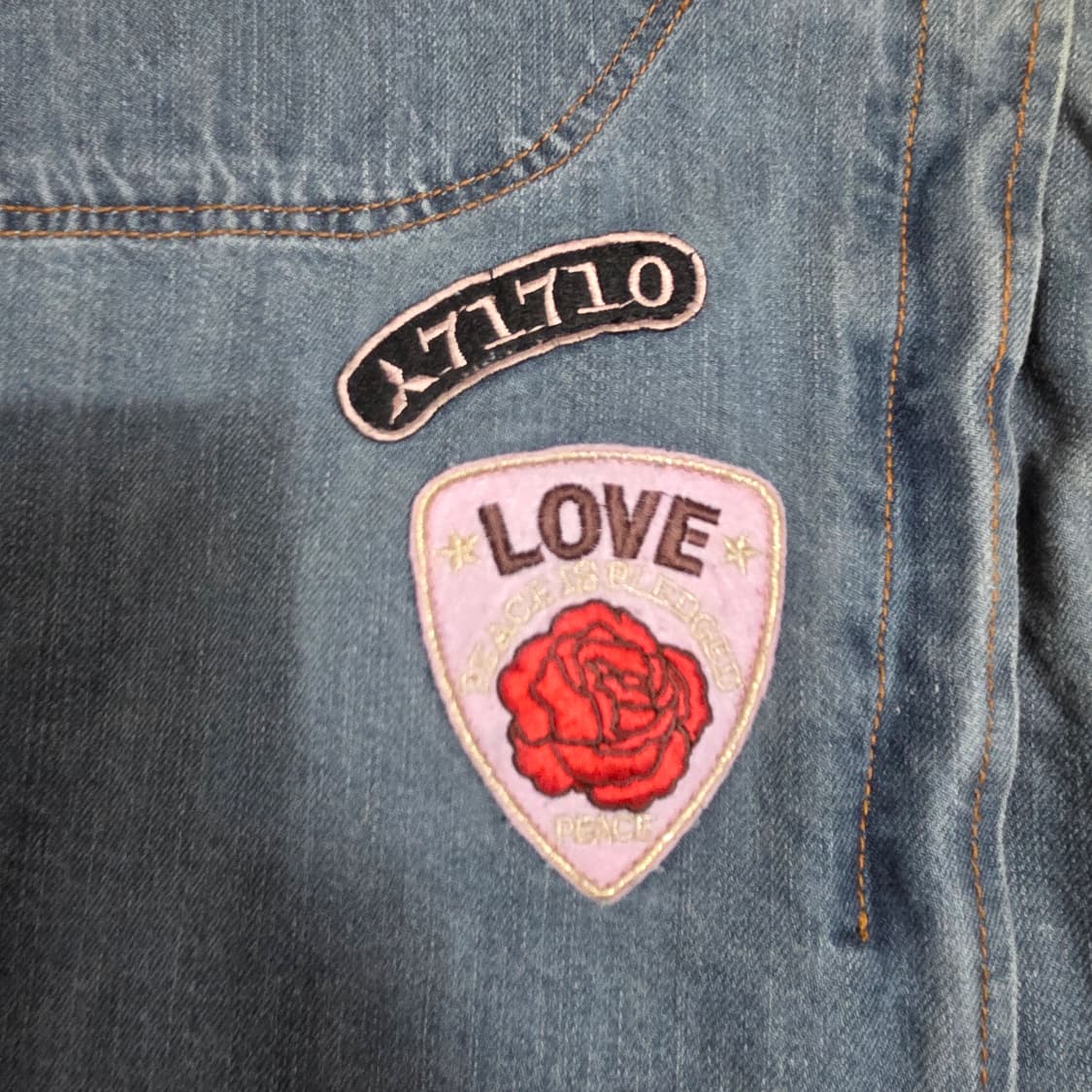 (XS)여성 르샵 빈티지 패치 데님 라이더 자켓 상품이미지5