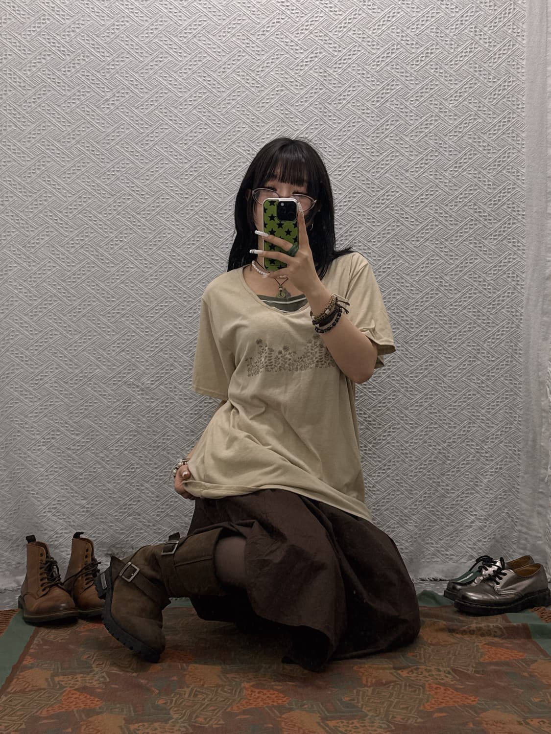 빈티지 코지 캐주얼 레이어드 스트라이프 아방핏 반팔티 K0115 상품이미지1