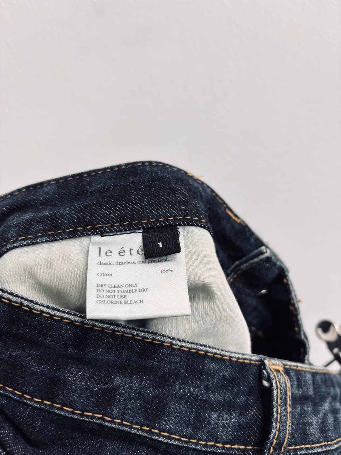 르 에떼(le ete) 클래식 스트레이트 생지 데님 팬츠 인디고 상품이미지4