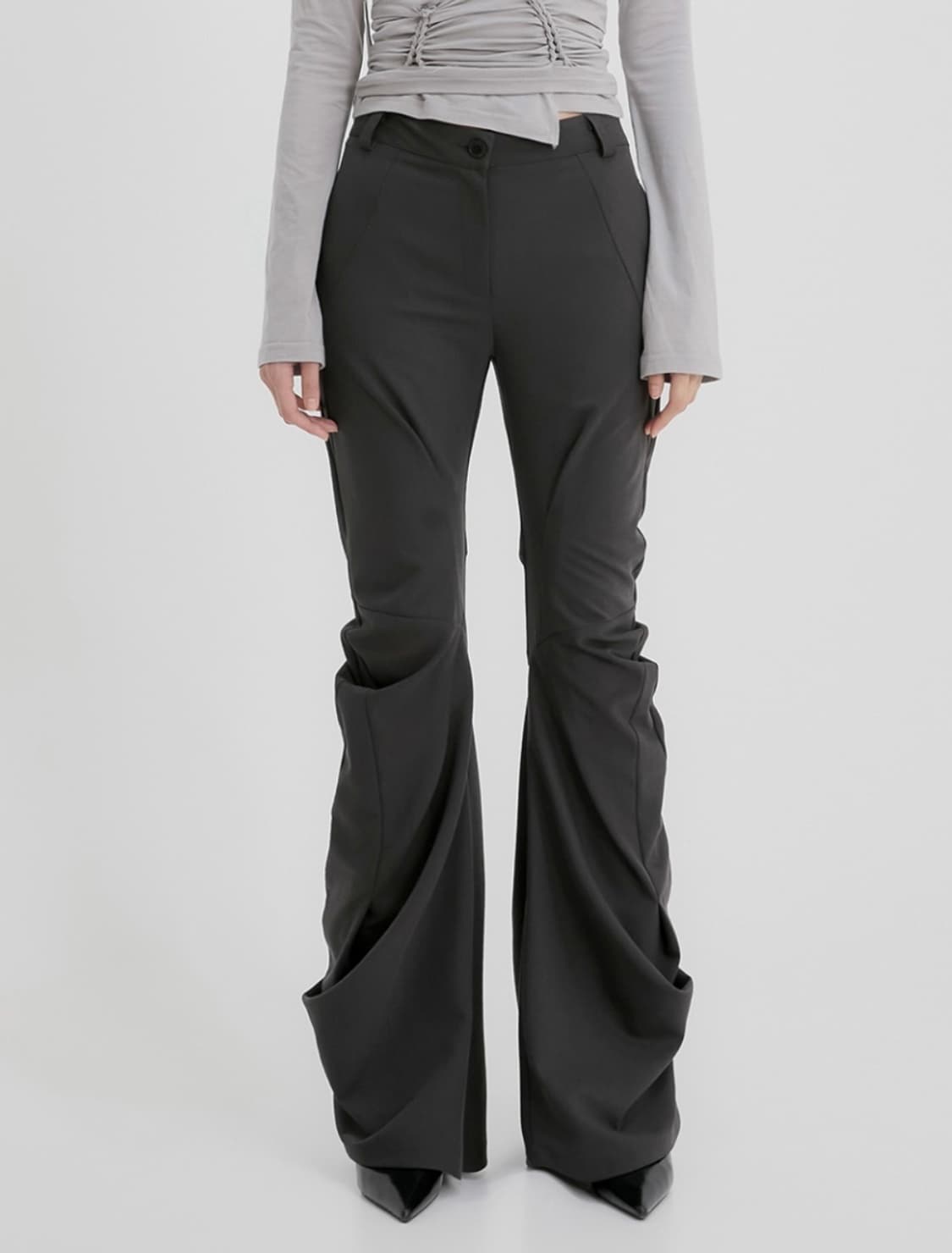 플레어업 Asymmetrical Drape Pants_차콜 상품이미지4
